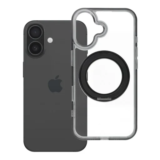 iPhone 16 Frame Circle Stand MagSafe kompatibilis fekete tok - 1