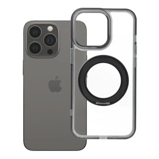 iPhone 13 Pro Frame Circle Stand MagSafe kompatibilis fekete tok - 1