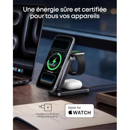 Bezdrôtová nabíjacia stanica Anker Prime MagGo 3in1, 25W, 1.67A, čierna A25N1 magsafe - 4