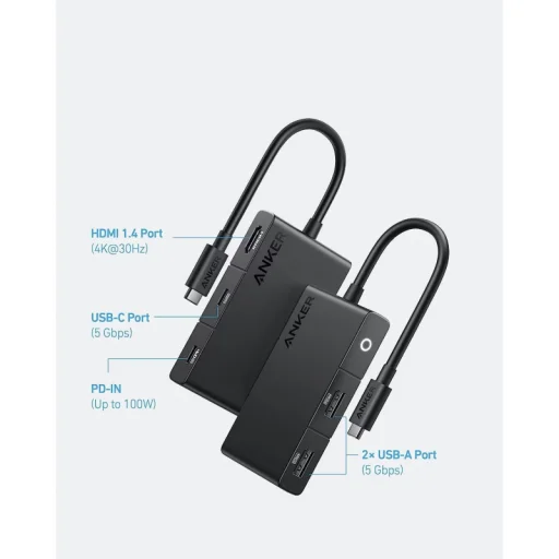 USB-C Hub Anker 332, 2 x USB-A – 2 x USB-C – 1 x HDMI, čierny A8356G11 - 5
