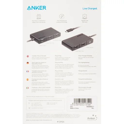 USB-C Hub Anker 332, 2 x USB-A - 2 x USB-C - 1 x HDMI, Fekete A8356G11 - 7