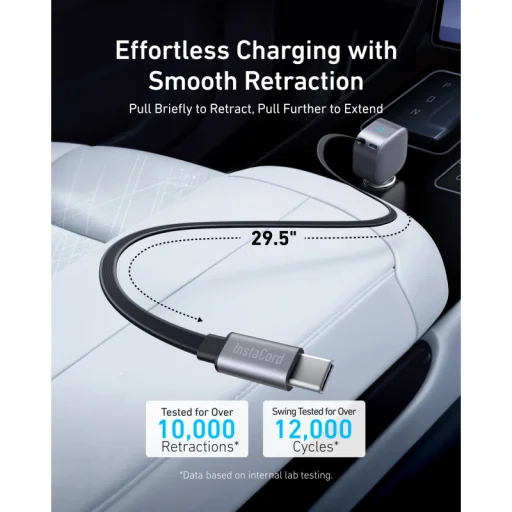 Anker Nano nabíjačka do auta, 75W, 3A, 1 x USB-C, s USB-C káblom, Sivá A2738HA2 - 3