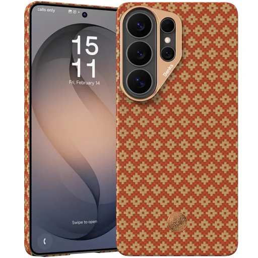 Benks Magnetic Armor Air Armor Grid Kevlar Tok Fém Keret 600D (C.K.FL.SA.GD.A050) Samsung Galaxy S26 Ultra-hoz narancs tok - 1