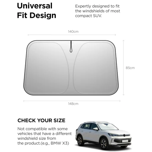 Spigen - Autós első szélvédő napellenző UO260 (ACP11460) - UPF2000+, 99,95% UV-blokkolási arány, M méret - Fekete - 2