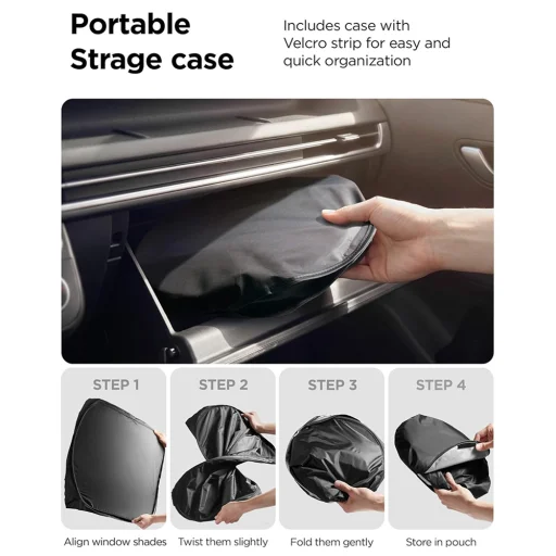 Spigen - Autós első szélvédő napellenző UO260 (ACP11460) - UPF2000+, 99,95% UV-blokkolási arány, M méret - Fekete - 5