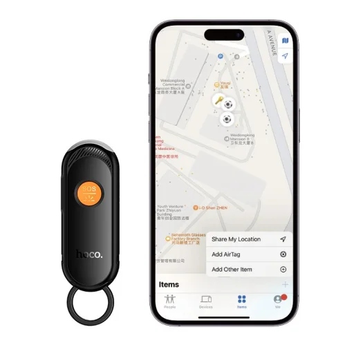 Hoco E99 fekete nyomkövető zseblámpával, Apple Find My kompatibilitással - 4