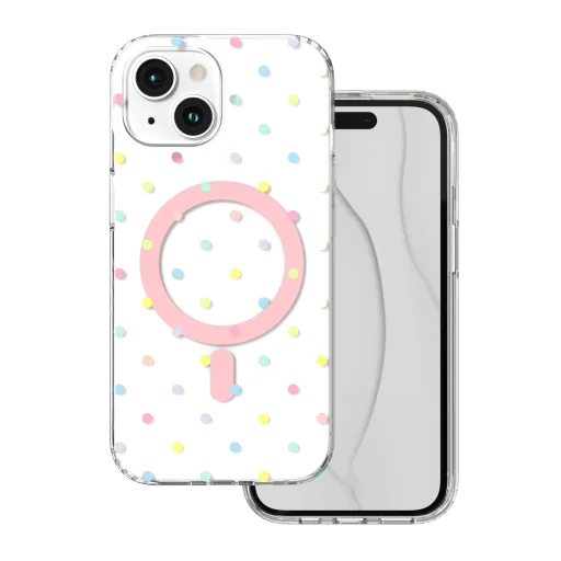iPhone 15 Bubble Dots Mag biele puzdro - 1