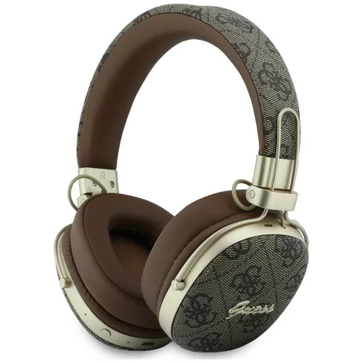 Guess Bluetooth ENC Metal 4G Script Logo hnedé bezdrôtové Bluetooth slúchadlá - 1