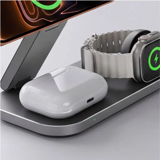 Tech-Protect A52 3 v 1 magnetická MagSafe bezdrôtová nabíjačka 25W Qi2.2 čierna - 9