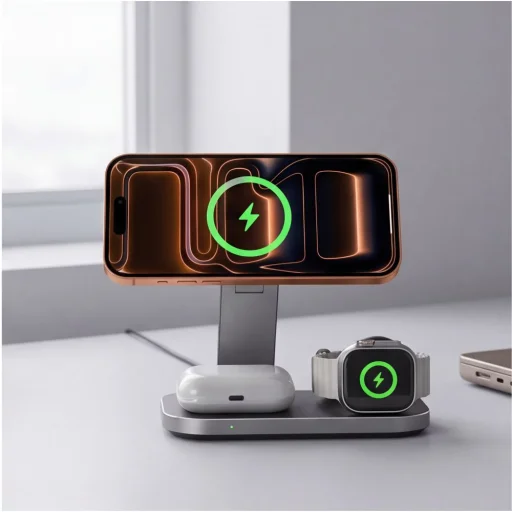 Tech-Protect A52 3 v 1 magnetická MagSafe bezdrôtová nabíjačka 25W Qi2.2 čierna - 10