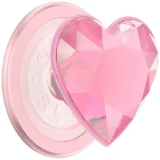 PopSockets Crystal Heart Grip MagSafe držiak a stojan na mobil ružový