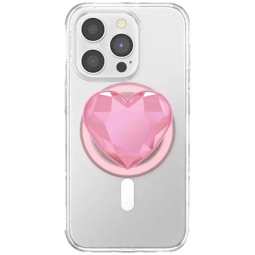 PopSockets Crystal Heart Grip MagSafe telefonfogó és kitámasztó rózsaszín - 3