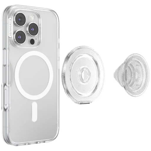 PopSockets Kick-Out Grip Glitter MagSafe držiak a stojan na telefón, priehľadný trblietavý - 7