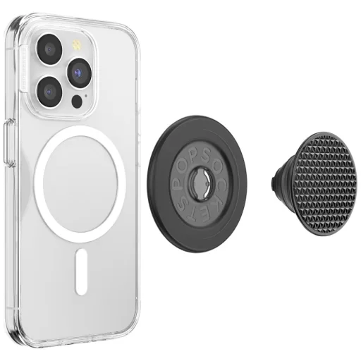 PopSockets Kerek Alumínium Triangle Knurl Grip MagSafe telefontartó és állvány fekete - 4