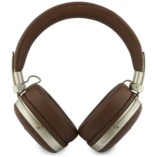 Guess Bluetooth ENC Metal Grained Triangle Logo hnedé bezdrôtové slúchadlá - 3