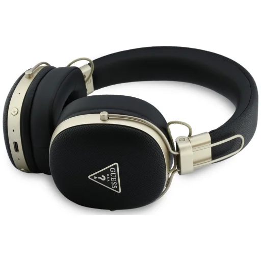 Guess Bluetooth ENC Metal Grained Triangle Logo čierne bezdrôtové slúchadlá - 2