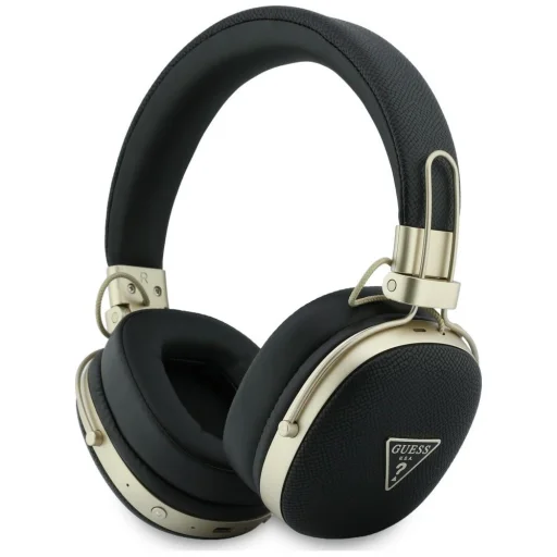 Guess Bluetooth ENC Metal Grained Triangle Logo čierne bezdrôtové slúchadlá - 1