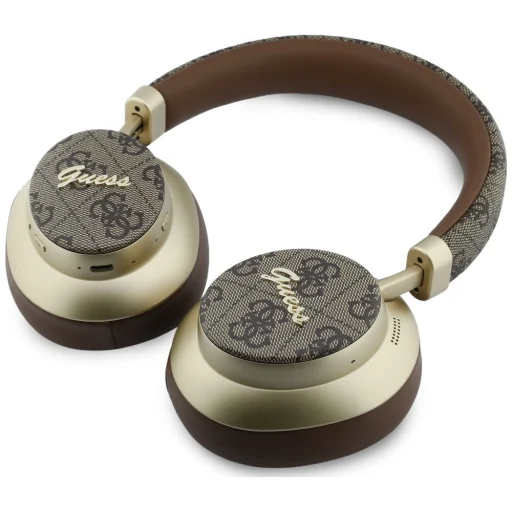 Guess Bluetooth ENC 4G Gold Script Metal hnedé bezdrôtové slúchadlá - 5