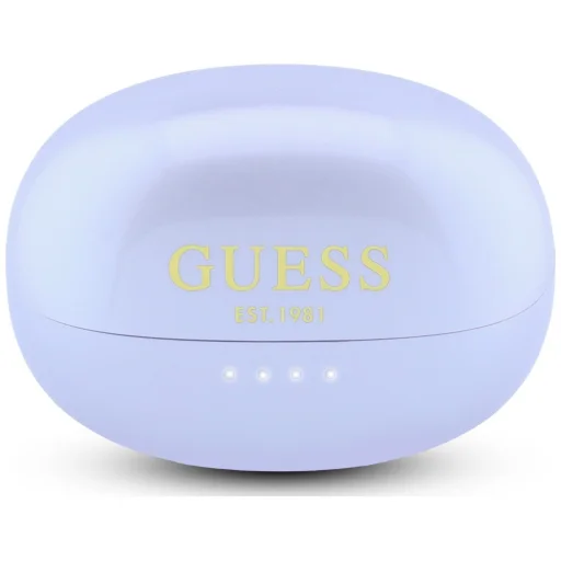 Guess OWS slúchadlá s galvanizovanými prvkami s kovovým efektom, klasickým logom, fialové - 2