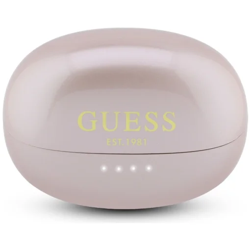 Guess OWS bezdrôtové slúchadlá s kovovým povrchom, galvanizovanými prvkami a klasickým logom, ružové - 2