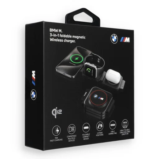 BMW M Q2 Print logo 3 v 1 bezdrôtová nabíjačka červená - 5