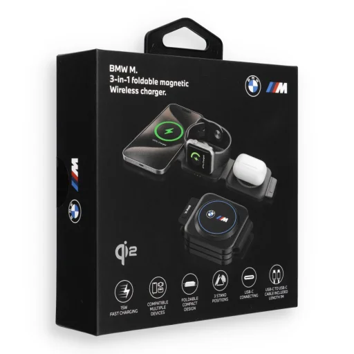 BMW M Q2 Print Logo 3 v 1 bezdrôtová nabíjačka modrá - 5