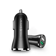 USAMS US-CC028 2 portos USB autós töltő QC 3.0 fekete