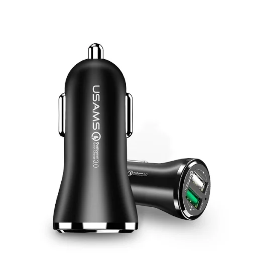 USAMS US-CC028 2-portová USB autonabíjačka QC 3.0 čierna - 1