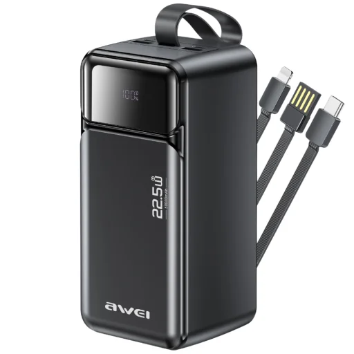 Awei PA-107 50000 mAh 22,5 W PD powerbanka, čierna - 1