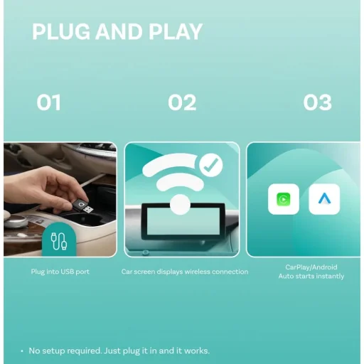 Ottocast CA530-T Mini Aura 2026 bezdrôtový adaptér do auta pre CarPlay a Android Auto - 4