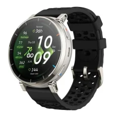 Smart hodinky Amazfit Active 3 NFC 45 mm so silikónovým remienkom, zlato-čierne, EU