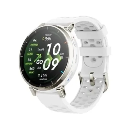 Amazfit Active 3 NFC 45 mm-es okosóra szilikon szíjjal, fehér - 1