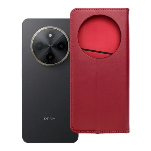 Xiaomi Redmi 17C Smart Pro Book bordó valódi bőr flip tok - 10