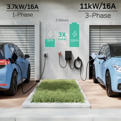 dé 11 kW nabíjačka pre elektromobily so 7,5m káblom (APP VERZIA) Type-2 - 3