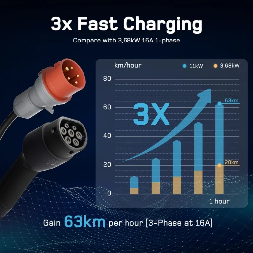 dé 11 kW prenosná nabíjačka so 7 m káblom (APP VERZIA) - 4