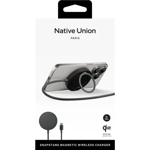 Native Union Snapstand Qi2 bezdrôtová nabíjačka, čierna - 2