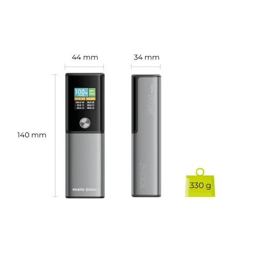 Mobile Origin PB12 100W PD 14000mAh powerbank s displejom USB-C + USB-A - 14