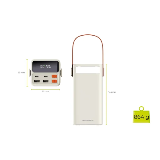 Mobile Origin PB18 50000 mAh powerbanka s TFT displejom a svietidlom, 2x USB-C + 2x USB-A - 10