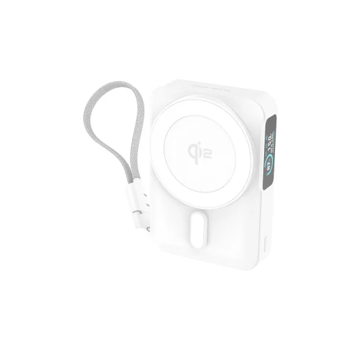 Mobile Origin PB19 10000 mAh Qi2 semi-solid powerbank s TFT displejom, integrovaným USB-C káblom, biely - 2