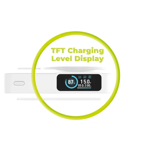 Mobile Origin PB19 10000 mAh Qi2 semi-solid powerbank s TFT displejom, integrovaným USB-C káblom, biely - 13