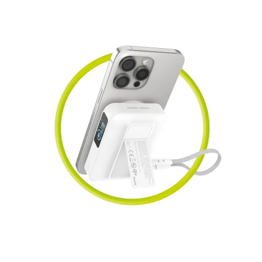 Mobile Origin PB19 10000 mAh Qi2 semi-solid powerbank s TFT displejom, integrovaným USB-C káblom, biely - 15