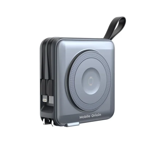 Mobile Origin 10000 mAh powerbanka a cestovná nabíjačka s Lightning/USB-C káblom, MagSafe, kompatibilná s Apple Watch a iPhone, sivá - 8