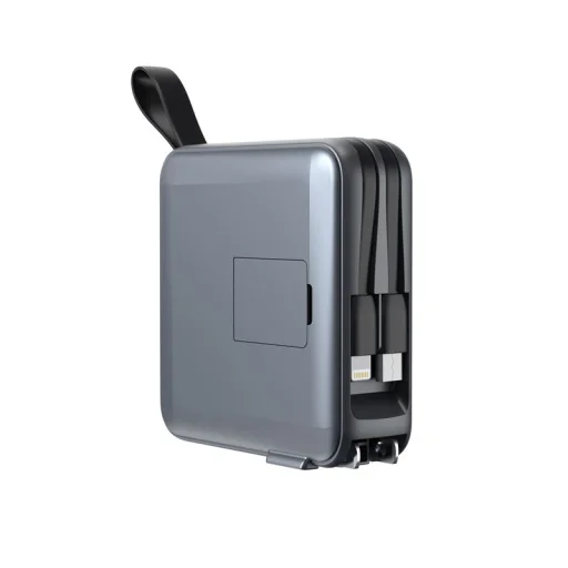 Mobile Origin 10000 mAh powerbanka a cestovná nabíjačka s Lightning/USB-C káblom, MagSafe, kompatibilná s Apple Watch a iPhone, sivá - 10