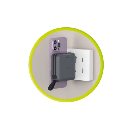 Mobile Origin 10000 mAh powerbanka a cestovná nabíjačka s Lightning/USB-C káblom, MagSafe, kompatibilná s Apple Watch a iPhone, sivá - 12