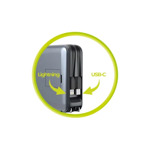 Mobile Origin 10000 mAh powerbank és utazótöltő Lightning/USB-C kábellel, MagSafe, Apple Watch és iPhone kompatibilis, szürke - 5