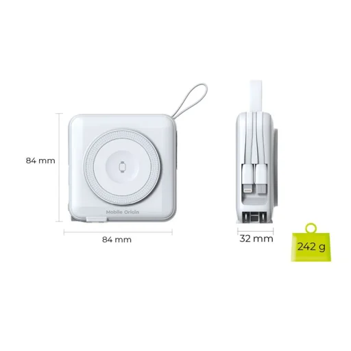 Mobile Origin PowerBank & Travel Charger 10000 mAh, MagSafe/AW/iPhone kompatibilis, fehér - 6