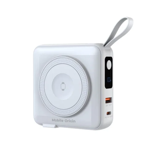 Mobile Origin PowerBank & Travel Charger 10000 mAh, MagSafe/AW/iPhone kompatibilis, fehér - 7