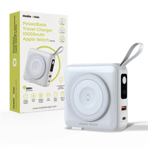 Mobile Origin PowerBank & Travel Charger 10000 mAh, MagSafe/AW/iPhone kompatibilis, fehér - 1
