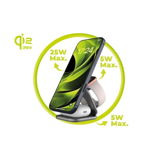 Mobile Origin PW36 3v1 Qi2 25W UltraSlim skladacia bezdrôtová nabíjačka, Vesmírne sivá - 8