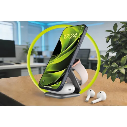 Mobile Origin PW36 3v1 Qi2 25W UltraSlim skladacia bezdrôtová nabíjačka, Vesmírne sivá - 11